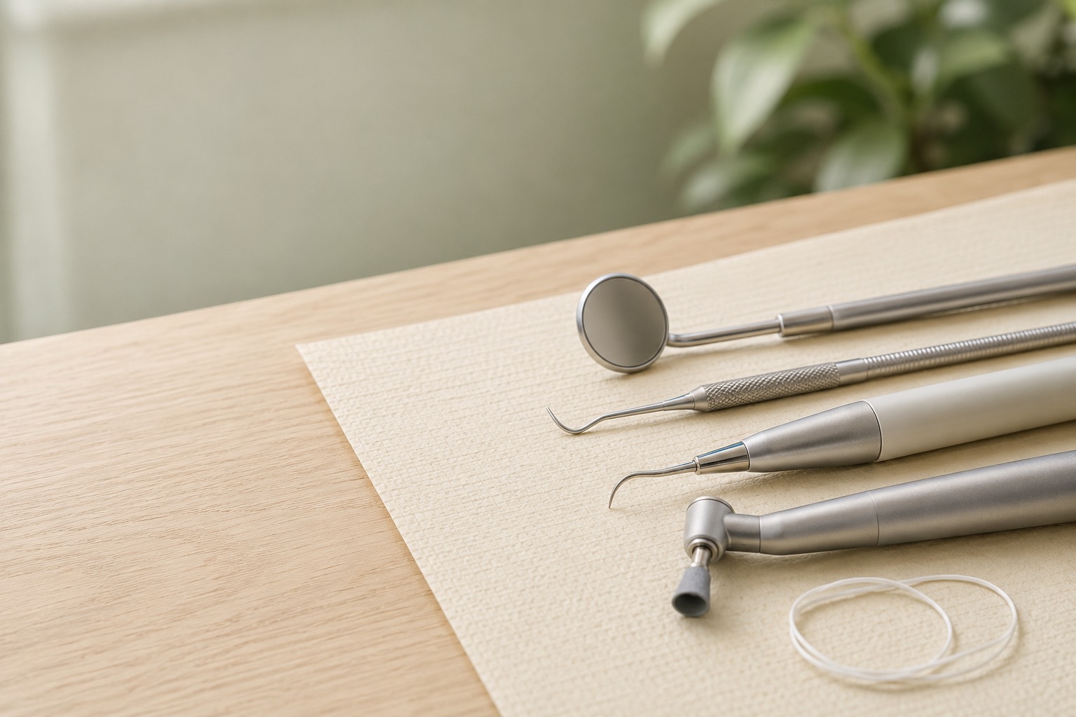 A hygienist cleaning a patient's teeth